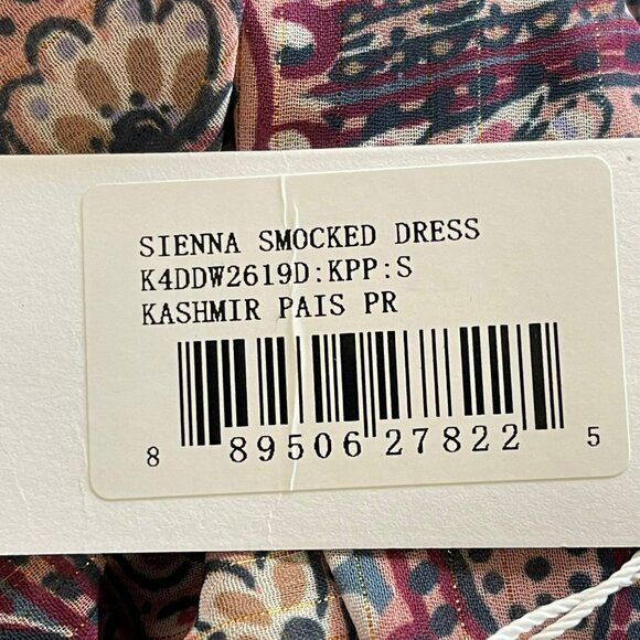 Bishop + Young Sienna Smocked Midi Dress Kashmir Small NWT - Picture 9 of 10